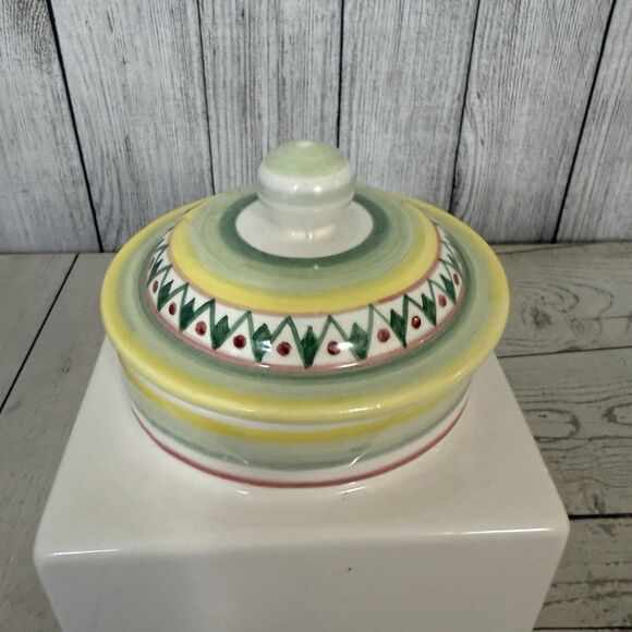 A. Andreucci Olives and Grapes Montalcino Tuscan Italian Ceramic Canister W/ Lid - Picture 5 of 9